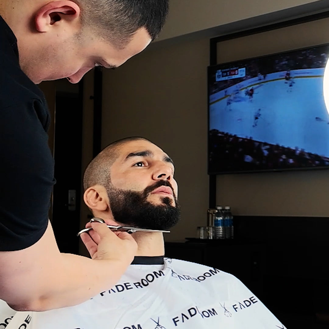 Claudio Ferreira the barber Cutting UFC’s Aiemann Zahabi